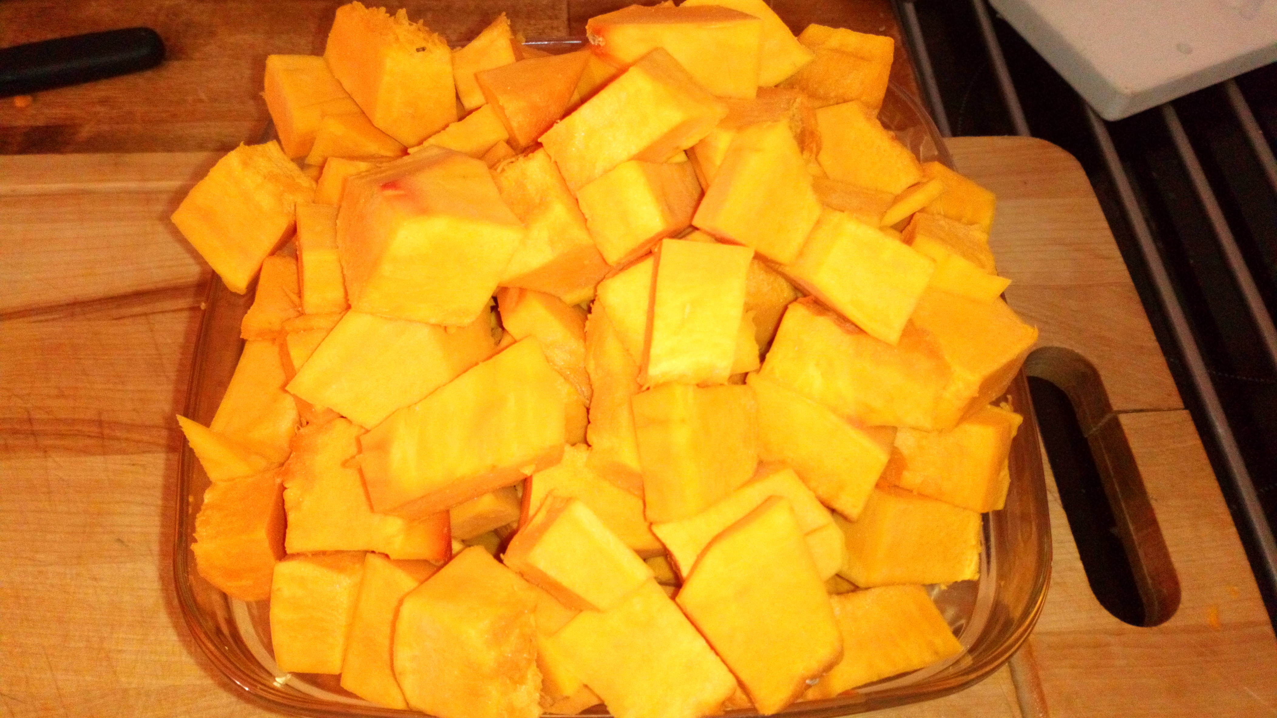 Sur la quantité de potiron, j'en prélève 270 gr On the quantity of pumpkin, i take 9 Oz