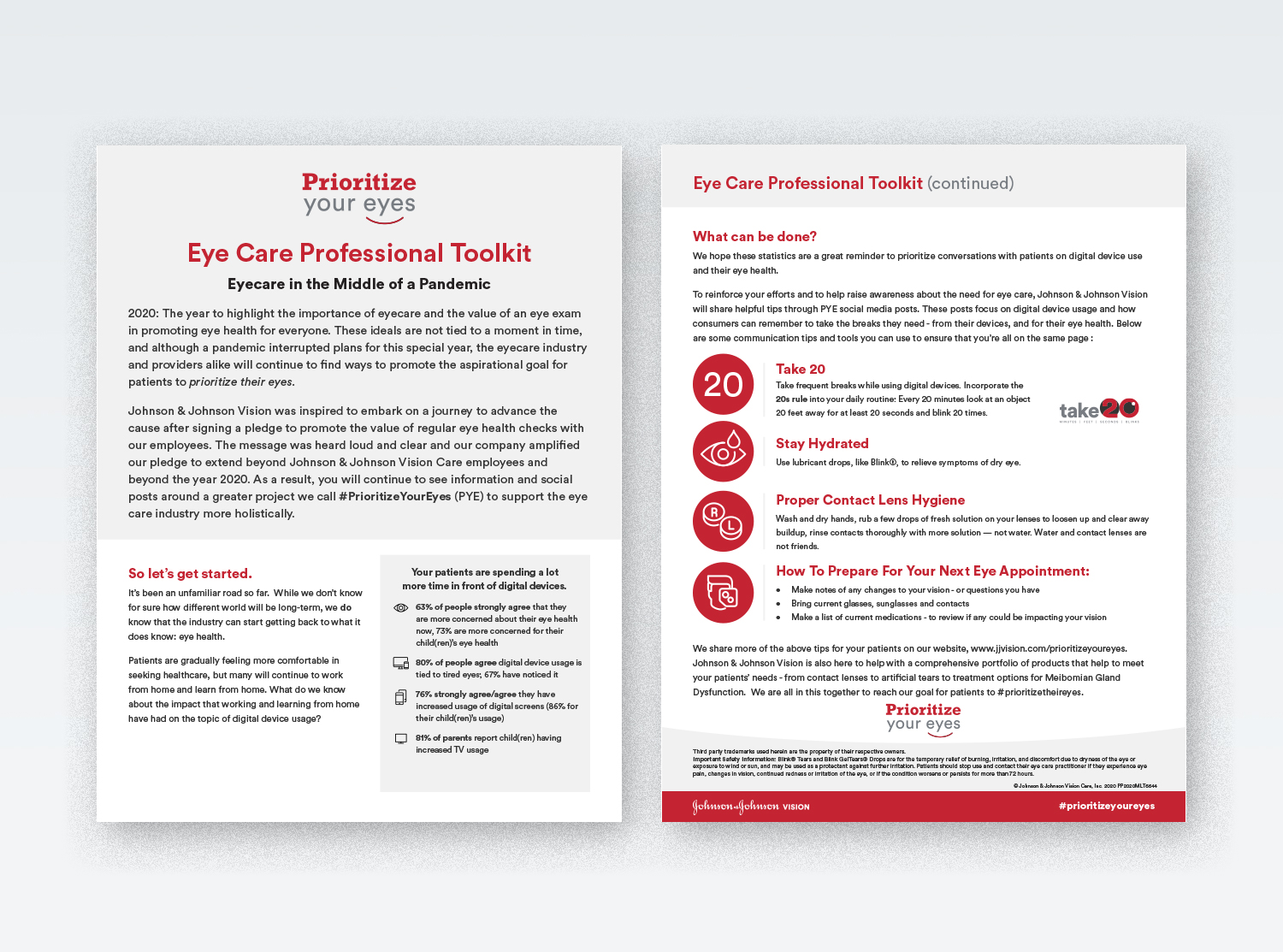 Professional Eye Care Toolkit layout for Prioritize Your Eyes campaign