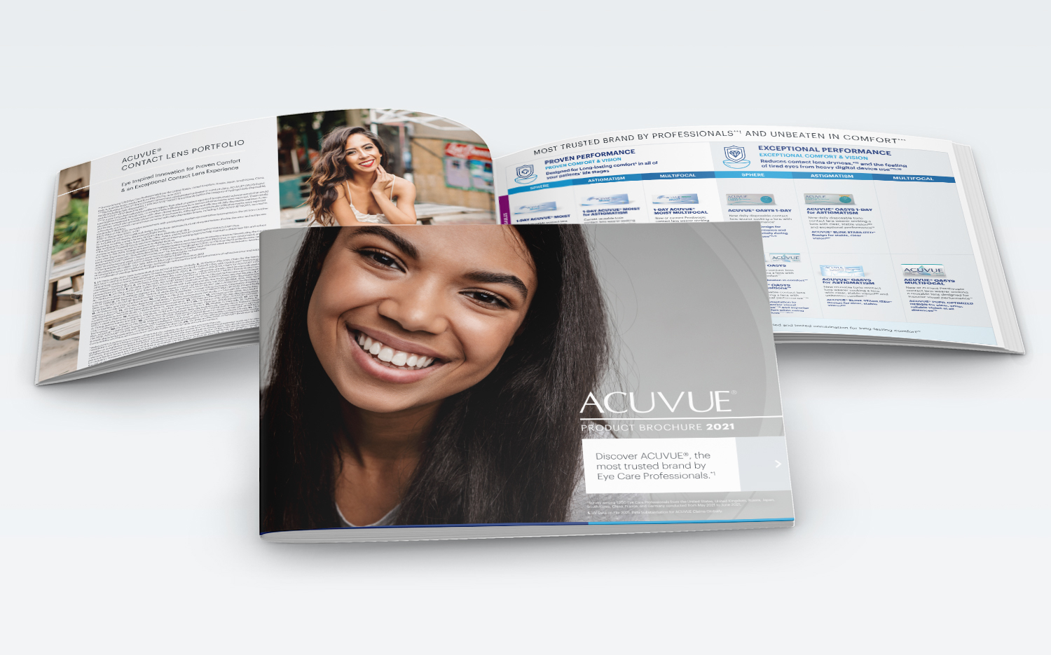 Cover and layout of ACUVUE Product Brochure