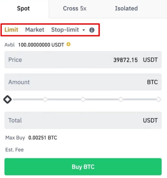 Korišćenje limit naloga na Binance mjenjačnici