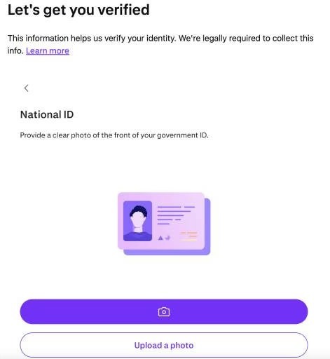 Dodavanje slika ličnih dokumenata tokom procesa verifikacije identiteta na Kraken mjenjačnici