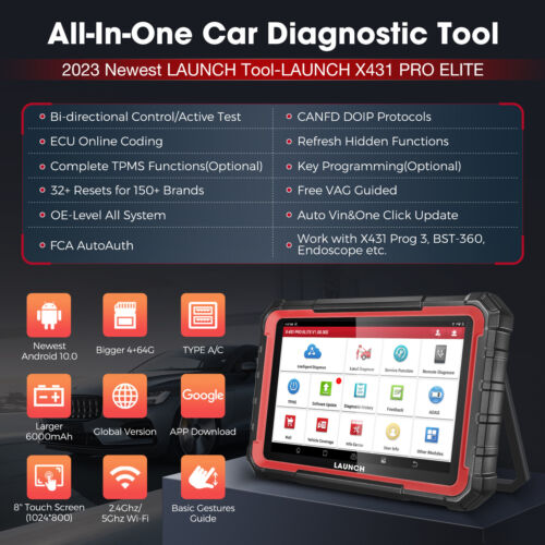 LAUNCH X431 PRO ELITE Bidirectional OBD2 Scanner Car Diagnostic Tool Code Reader - Görsel 15