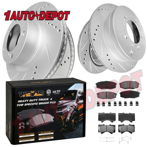 Front Rear Drilled Brake + Rotors Pads for Toyota Tundra 2017-2021 Sequoia LX570