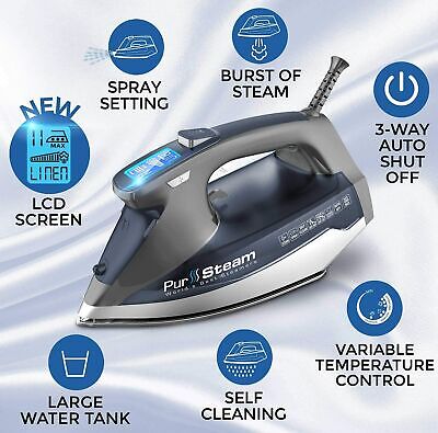 PurSteam Professional Grade 1800-Watt Steam Iron with Digital LCD Screen - Görsel 2