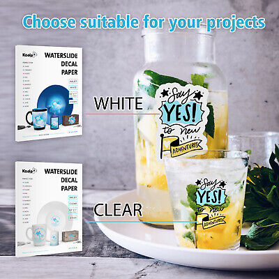 Koala Waterslide Decal Paper Inkjet CLEAR 20 Sheets 8.5x11 Water Slide Transfer - Görsel 2