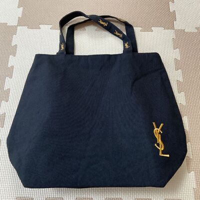 Yves Saint Laurent YSL Gold logo embroidery tote bag black novelty appendix - Görsel 1