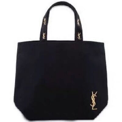 Yves Saint Laurent YSL Gold logo embroidery tote bag black novelty appendix - Görsel 4