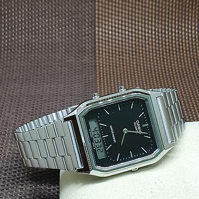 Casio AQ-230A-1D Vintage Retro Stainless Steel Black Dial Alarm Men's Watch - Görsel 4