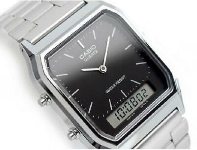 Casio AQ-230A-1D Vintage Retro Stainless Steel Black Dial Alarm Men's Watch - Görsel 7