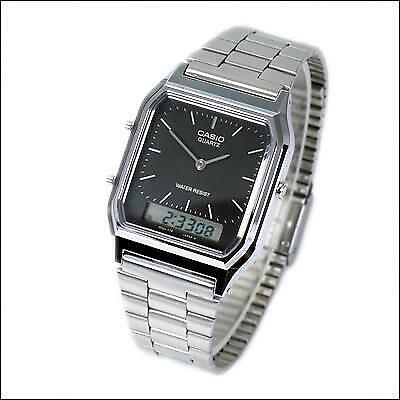 Casio AQ-230A-1D Vintage Retro Stainless Steel Black Dial Alarm Men's Watch - Görsel 8