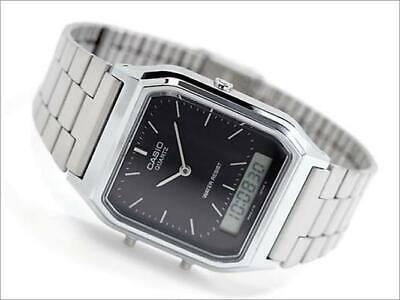 Casio AQ-230A-1D Vintage Retro Stainless Steel Black Dial Alarm Men's Watch - Görsel 9