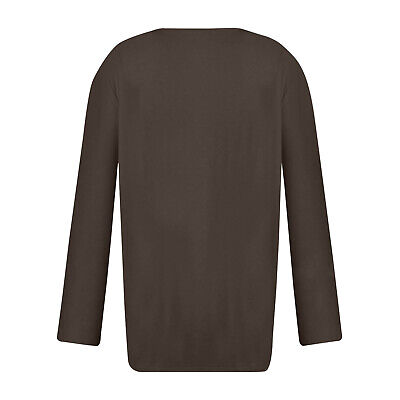 Women Button V Neck Long Sleeve Tops Fall Clothes Pullover Shirts Blouse Tunic - Görsel 3