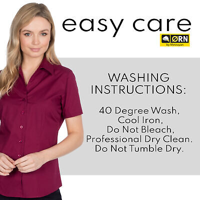 Ladies Womens Plain Short Sleeve Work Shirt Collar Office Blouse Plus Sizes 6-30 - Görsel 2