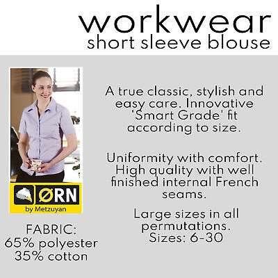 Ladies Womens Plain Short Sleeve Work Shirt Collar Office Blouse Plus Sizes 6-30 - Görsel 3