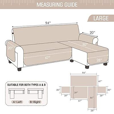 TAOCOCO Couch Slipcover L Shape Sofa Cover Sectional Couch Chaise Lounge Cove... - Görsel 3