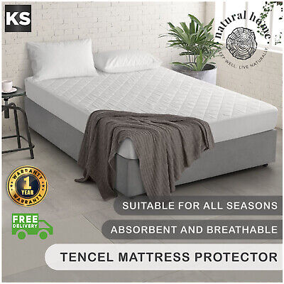 Natural Home Breathable Tencel Quilted Mattress Protector White King Single - Görsel 1