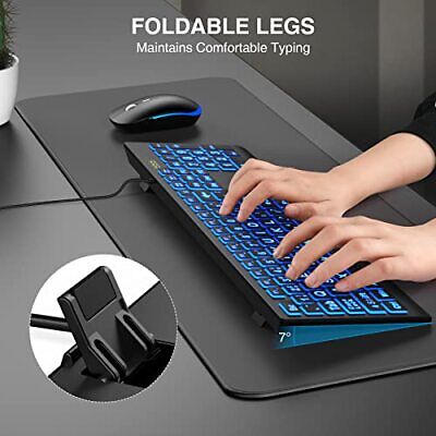 Large Print Backlit Keyboard Wired USB Lighted Computer Keyboard with 7-Color & - Görsel 5