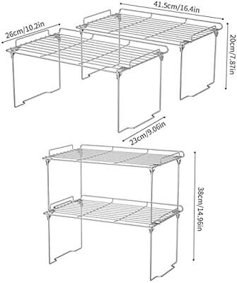Kitchen Cupboard Organiser Shelf Organiser Kitchen Storage, Stackable - Görsel 2