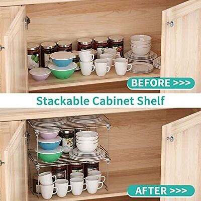 Kitchen Cupboard Organiser Shelf Organiser Kitchen Storage, Stackable - Görsel 5