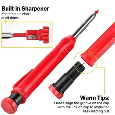Solid Carpenter Pencil Set for Construction Built-in Sharpener Drawing - Görsel 2