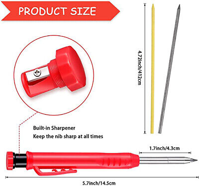 Solid Carpenter Pencil Set for Construction Built-in Sharpener Drawing - Görsel 3
