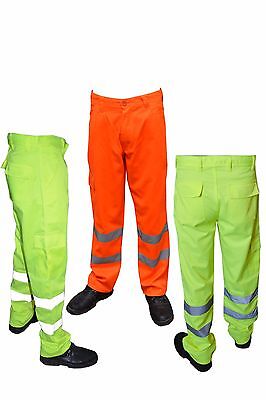 Hi Viz Orange Trouser Black Yellow Navy Work wear Cargo Railway Highway trouser - Görsel 1