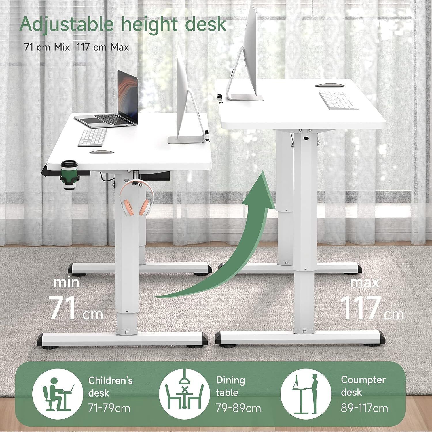 Electric Standing Desk Height Adjustable Sit to Stand Table Computer Workstation - Görsel 9