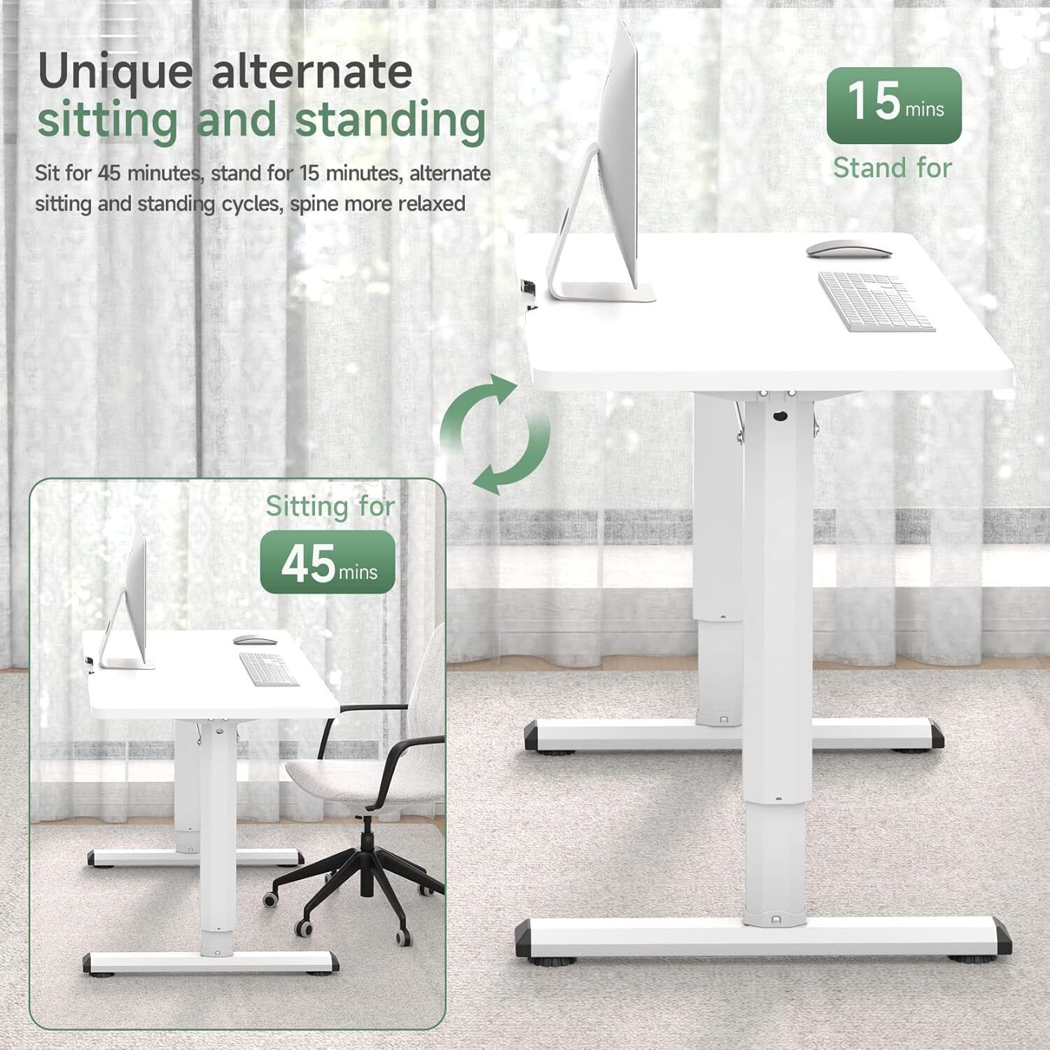 Electric Standing Desk Height Adjustable Sit to Stand Table Computer Workstation - Görsel 12