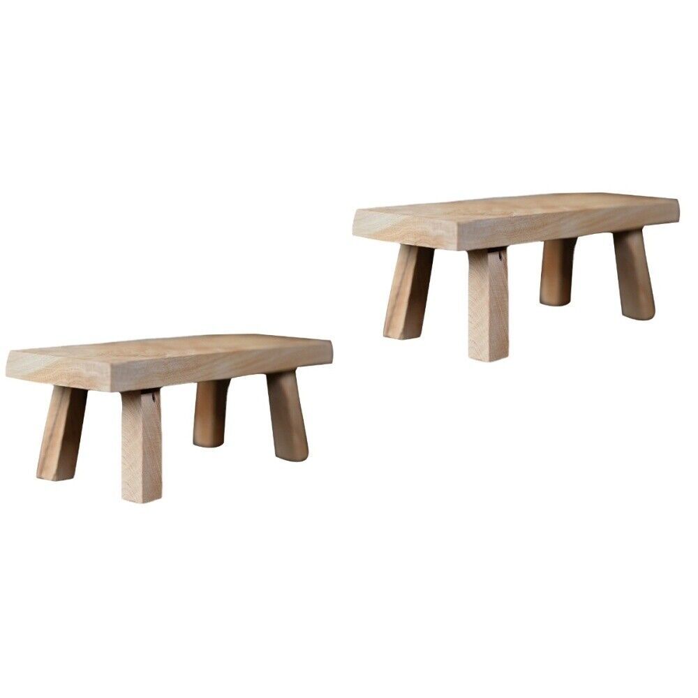 bathroom potty stool wood gardening stool 2x Desktop Flowerpot Base Wooden - Görsel 1