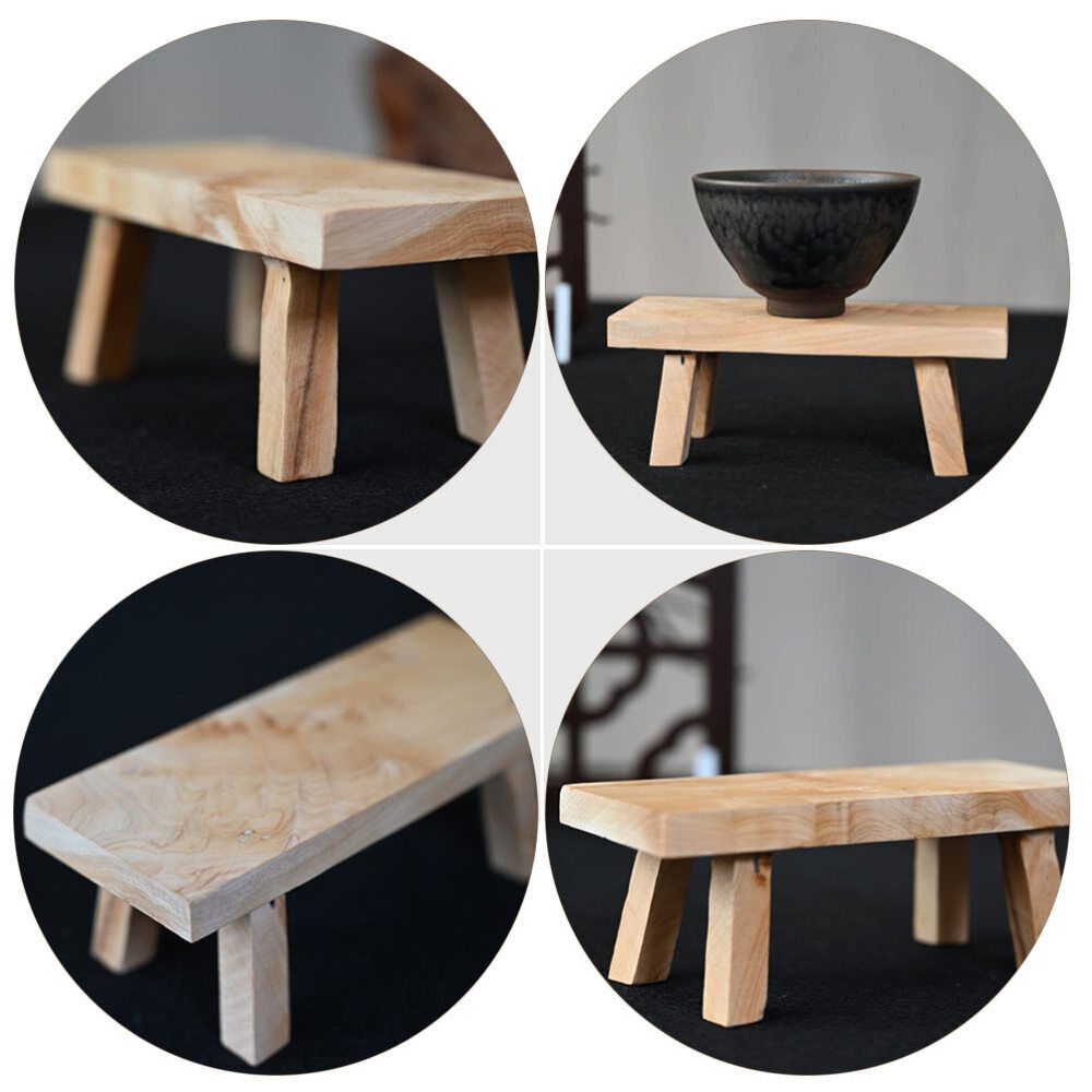 bathroom potty stool wood gardening stool 2x Desktop Flowerpot Base Wooden - Görsel 4