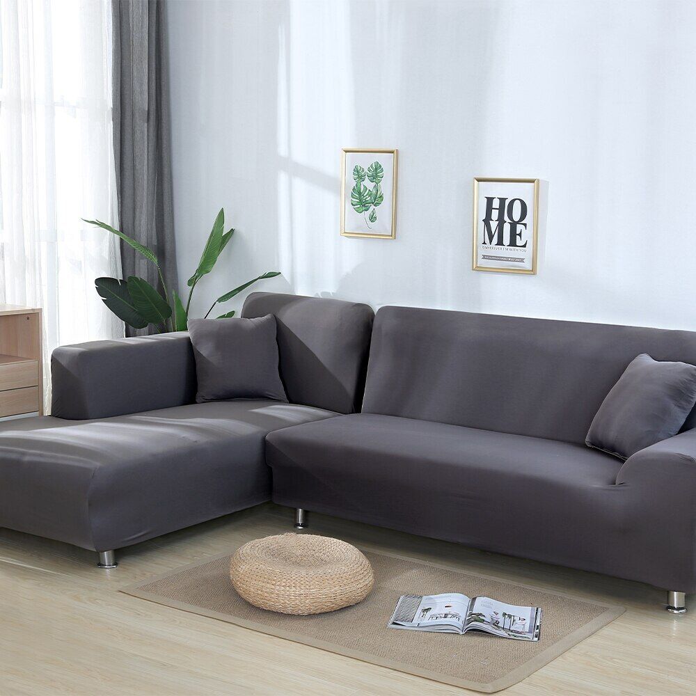 Solid Color Stretch Sofa Covers Corner Couch Cover ArmChair Cover 1/2/3/4 Seater - Görsel 2