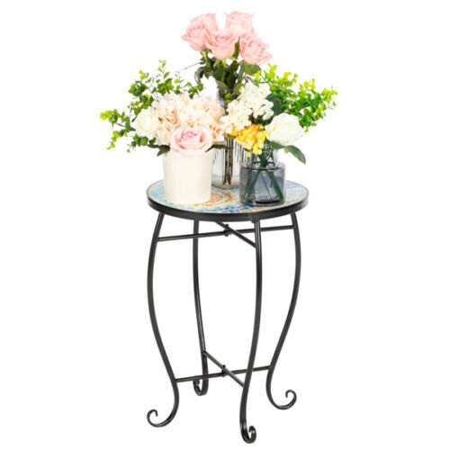 Blue Hawaiian Inlaid Color Glass Sun Mosaic Round Terrace Bistro Table R& - Görsel 2