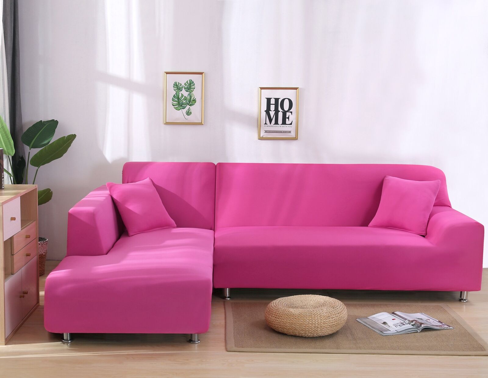 Solid Color Stretch Sofa Covers Corner Couch Cover ArmChair Cover 1/2/3/4 Seater - Görsel 7