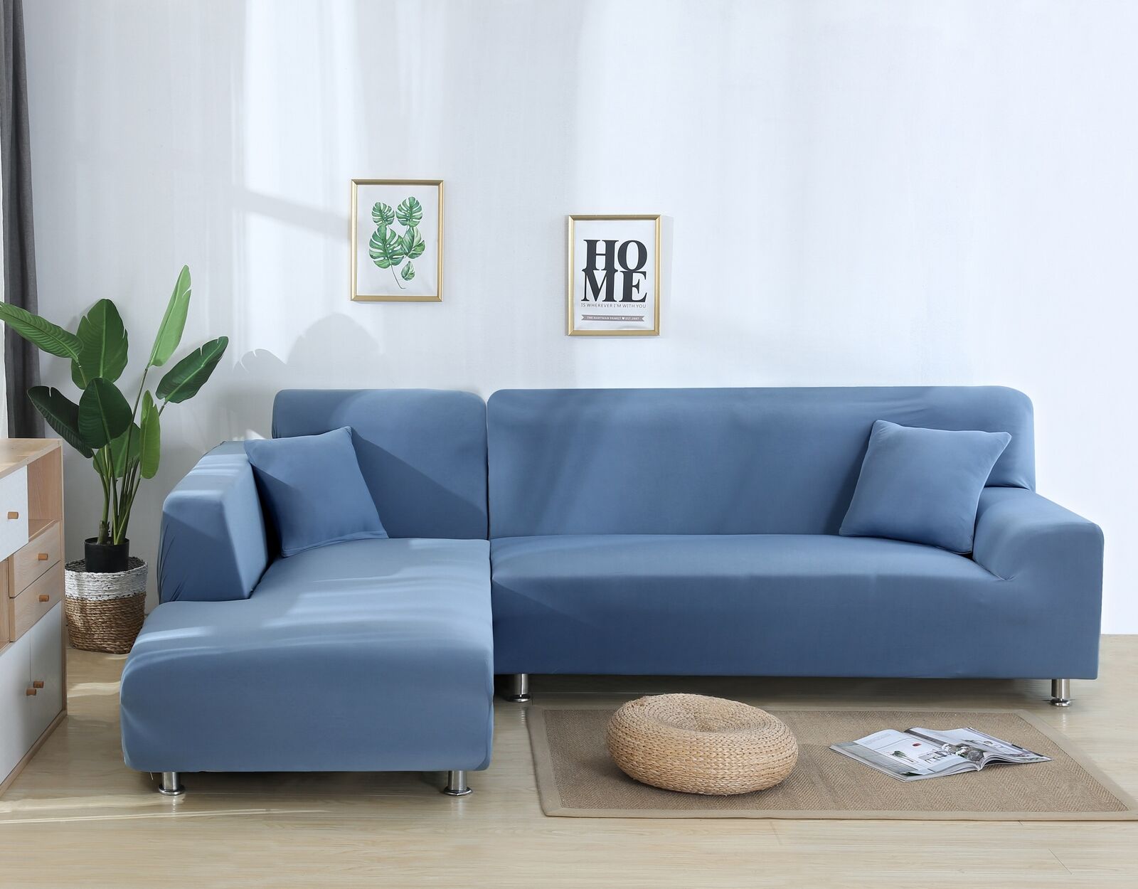 Solid Color Stretch Sofa Covers Corner Couch Cover ArmChair Cover 1/2/3/4 Seater - Görsel 8