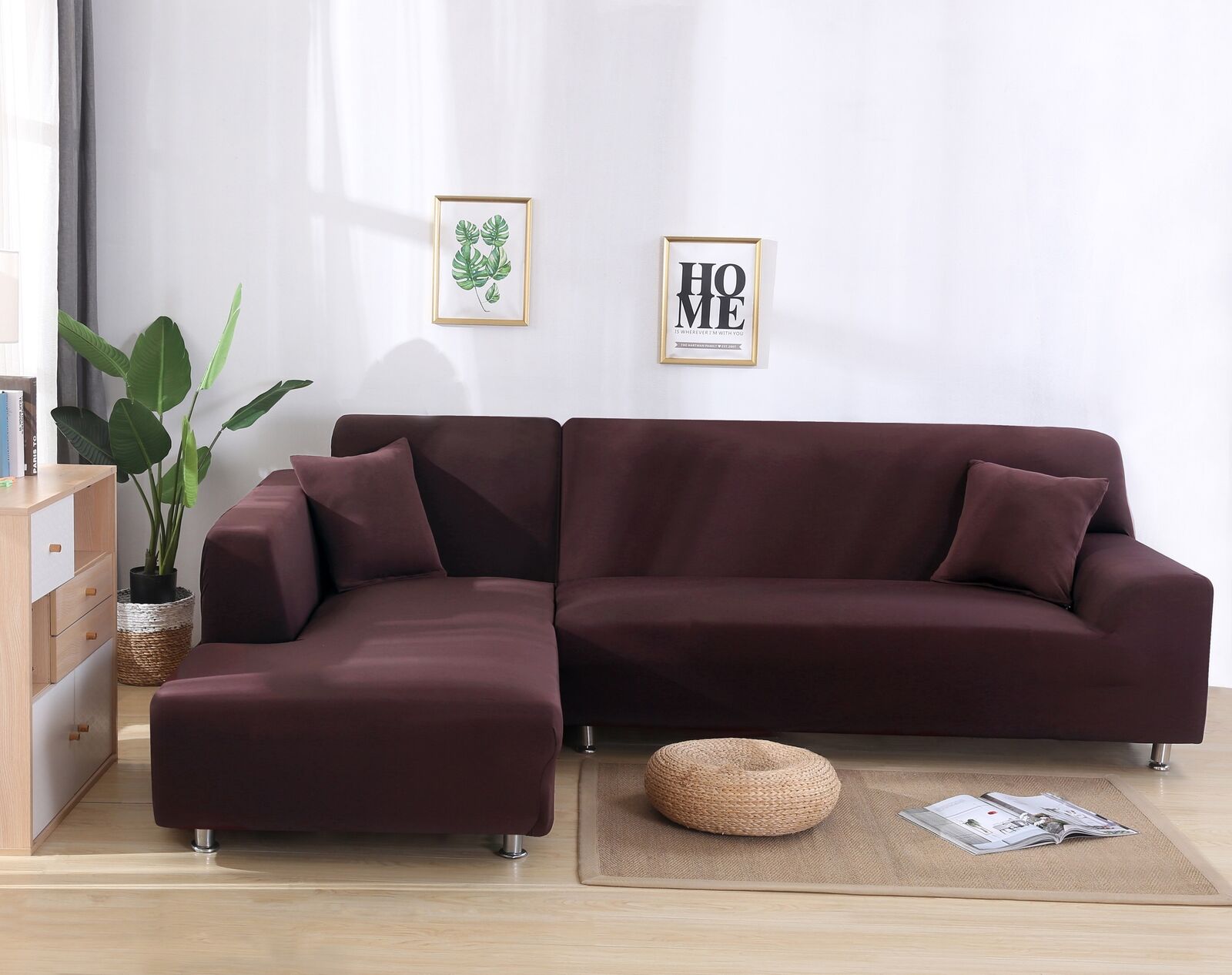 Solid Color Stretch Sofa Covers Corner Couch Cover ArmChair Cover 1/2/3/4 Seater - Görsel 11