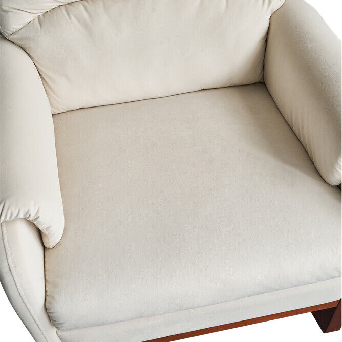 20.47" Velvet Rocking Chair Sofa Armchair for Living Room Reading Room Beige - Görsel 3