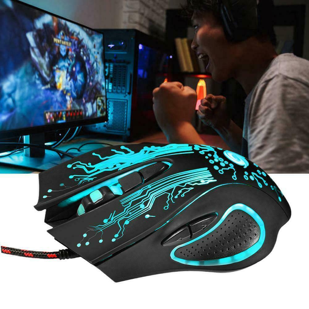 Gaming Maus Optische USB Gamer Mouse 2400DPI Beleuchtet 6 Tasten PC Computer - Görsel 2