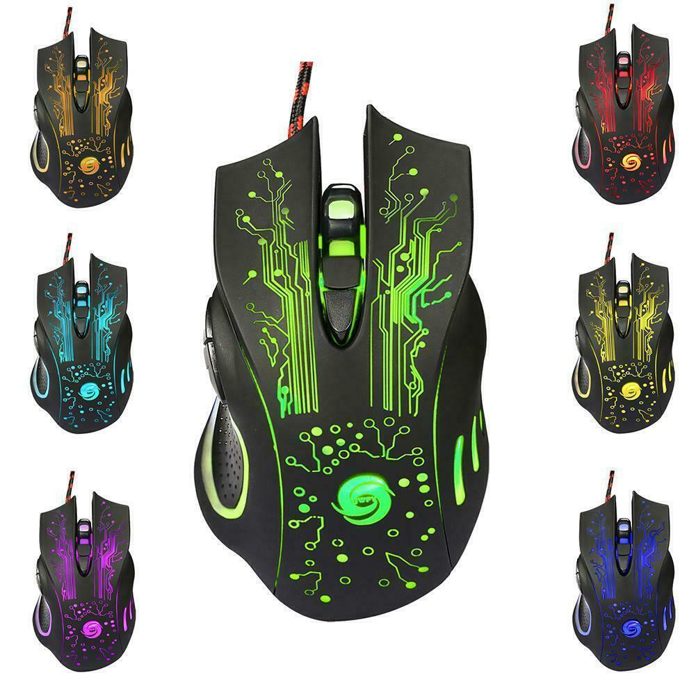 Gaming Maus Optische USB Gamer Mouse 2400DPI Beleuchtet 6 Tasten PC Computer - Görsel 6