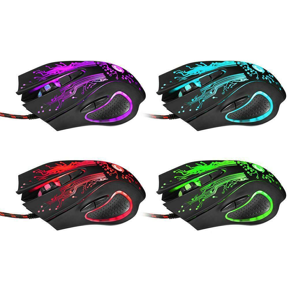 Gaming Maus Optische USB Gamer Mouse 2400DPI Beleuchtet 6 Tasten PC Computer - Görsel 8
