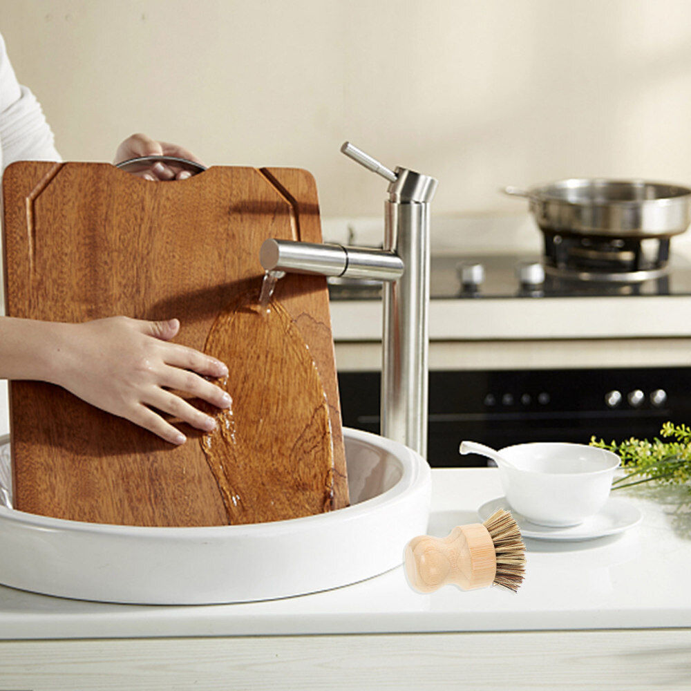 Kitchen Cleaning Brush Scrub Dish Washing Scrubbers Wooden Ball - Görsel 4