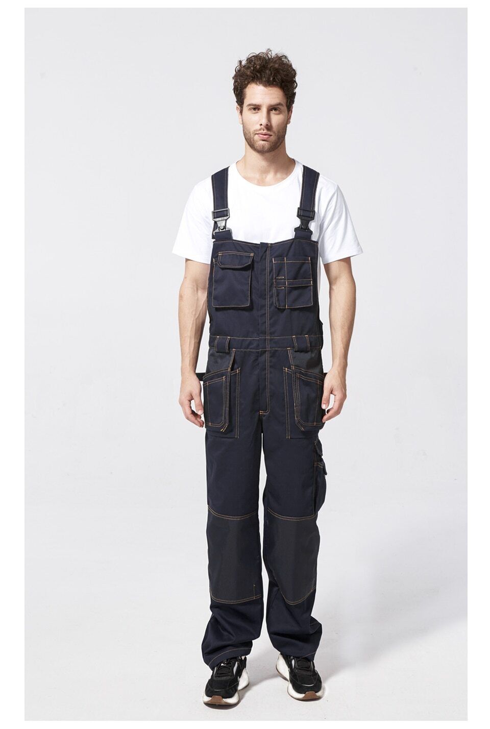 Work clothes Work bibs and braces Long pants Garage vest with knee pads - Görsel 11