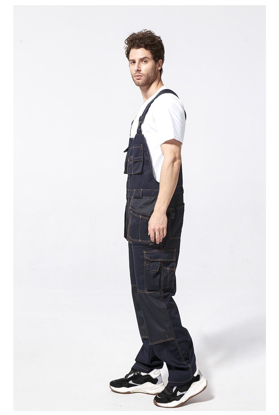 Work clothes Work bibs and braces Long pants Garage vest with knee pads - Görsel 12