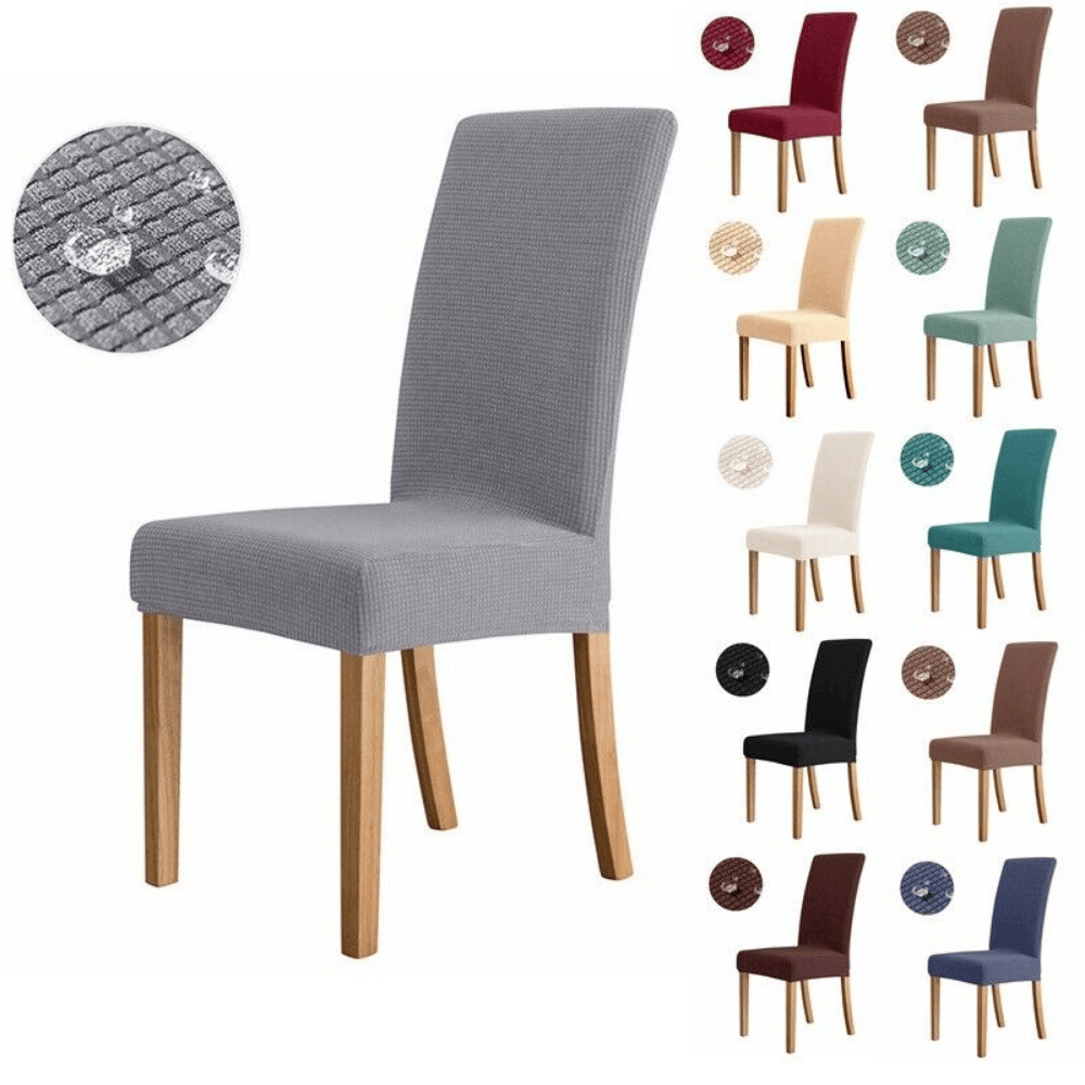 Universal Stretch Chair Covers Waterproof 1 2 4 6 Pieces Spandex Dining Room New - Görsel 1