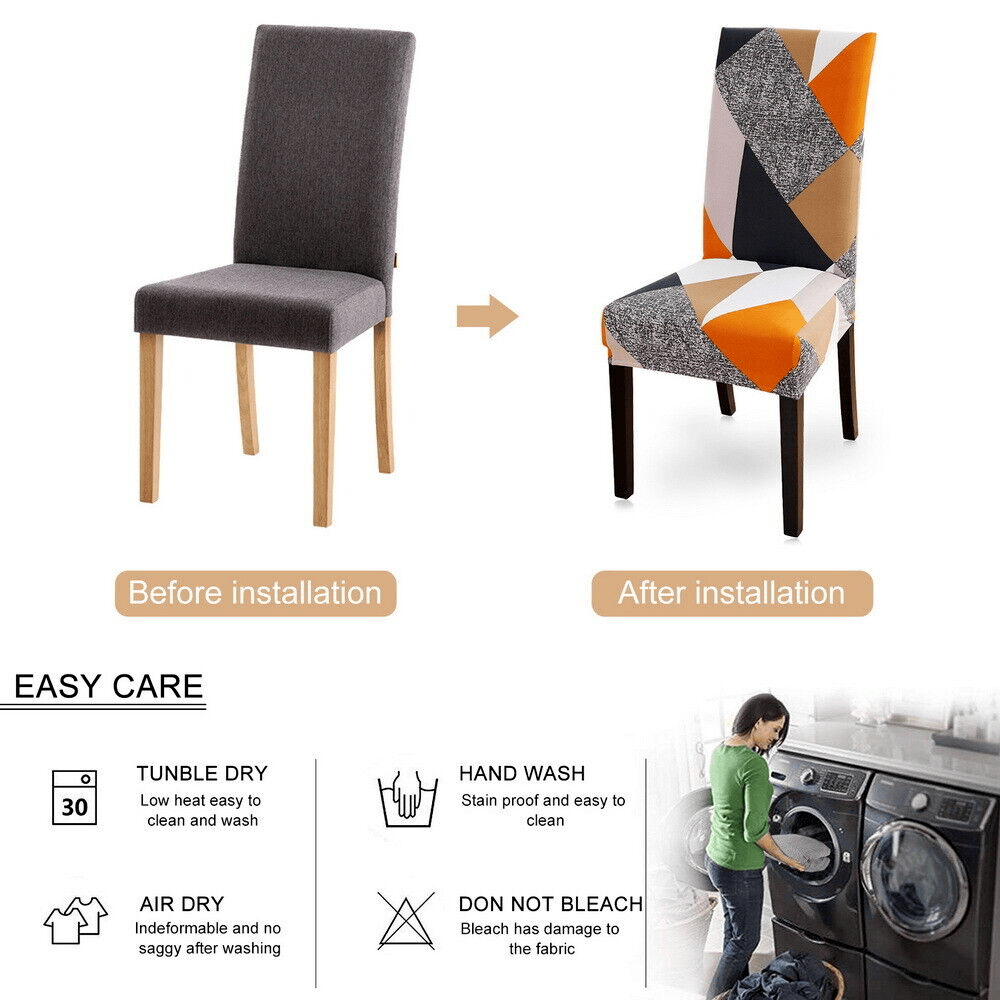 Universal Stretch Chair Covers Waterproof 1 2 4 6 Pieces Spandex Dining Room New - Görsel 4