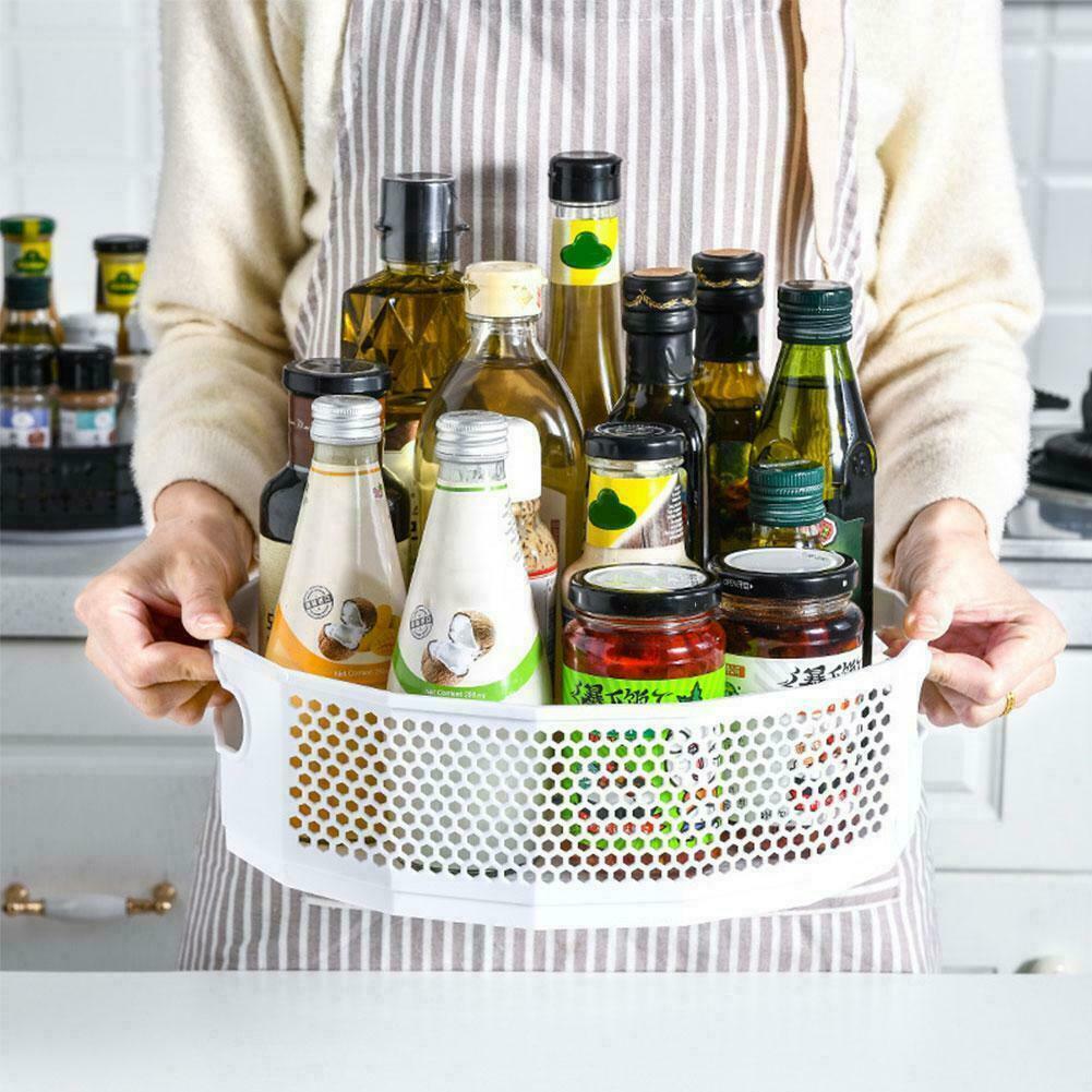 Kitchen Rotating Shelf Cupboard Spice Jars Dispenser Storage Tray Organiser D2G3 - Görsel 2