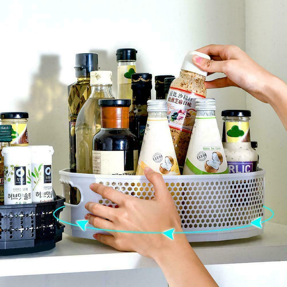 Kitchen Rotating Shelf Cupboard Spice Jars Dispenser Storage Tray Organiser D2G3 - Görsel 3