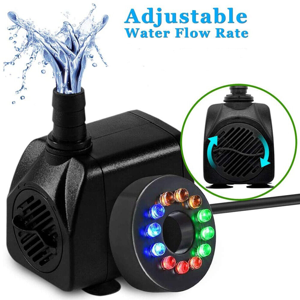 25W Submersible Water Pump W/ 12 LED Light For Fountain Pool Garden Pond Tank - Görsel 9
