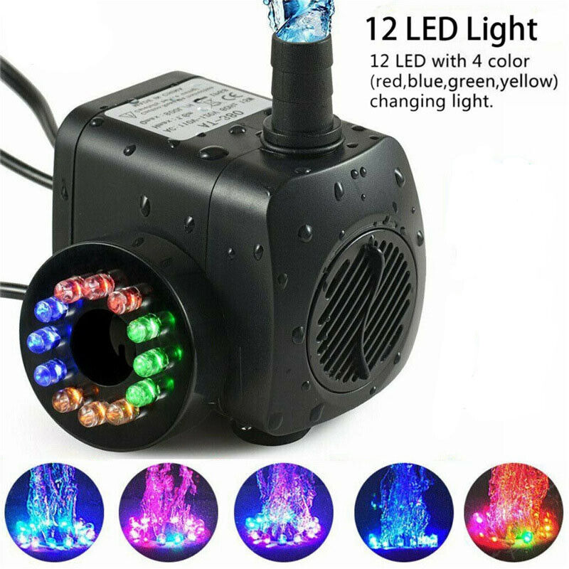 25W Submersible Water Pump W/ 12 LED Light For Fountain Pool Garden Pond Tank - Görsel 12