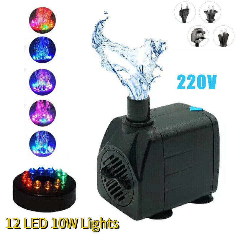 Submersible Water Pump 220V 12 LED 10W Lights For Garden Pond Tank Fountain Pool - Görsel 2