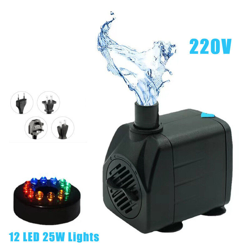 Submersible Water Pump With 12 LED 25W Lights For Garden Pond Tank Fountain Pool - Görsel 5